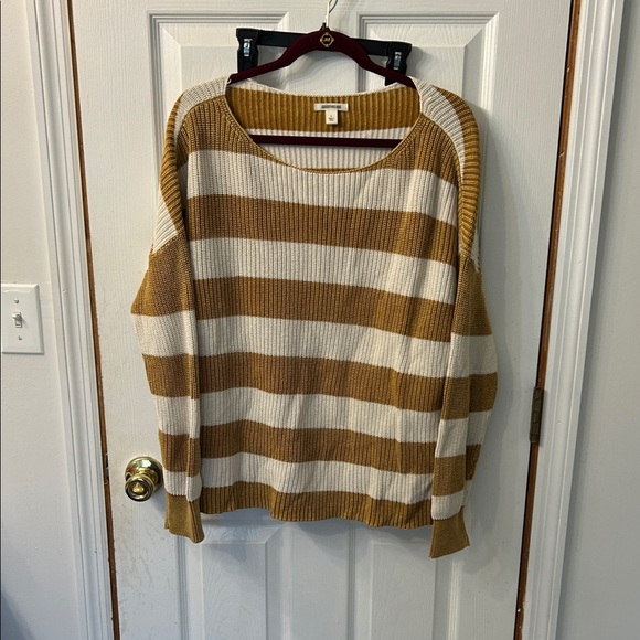 Goodthreads Sweaters - Goodthreads Mustard and Cream Striped Sweater
